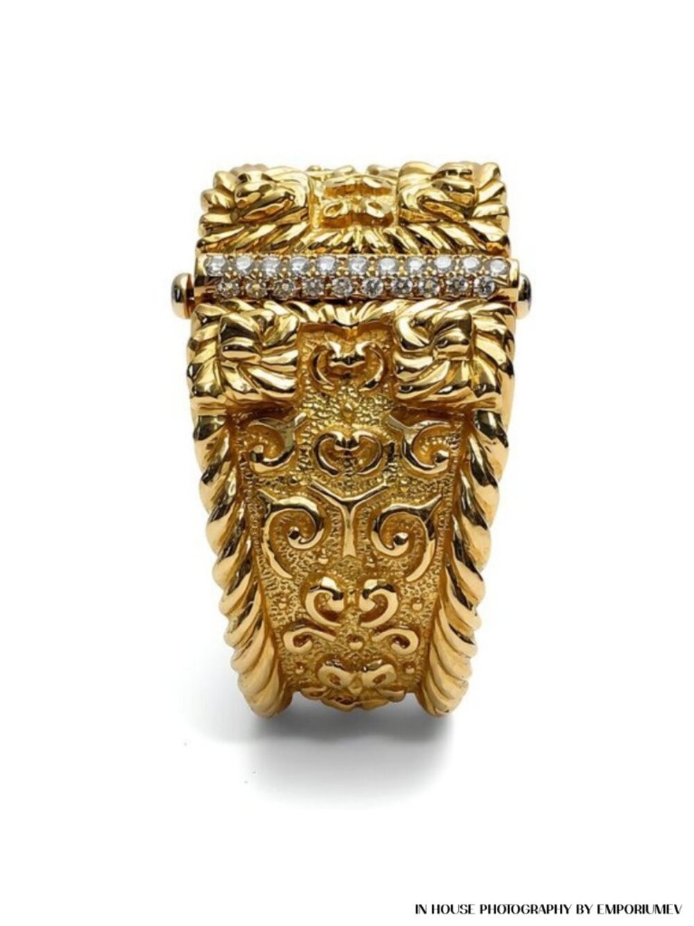 18K Gold Diamond & Ruby Handcrafted Bangle Limited Edition